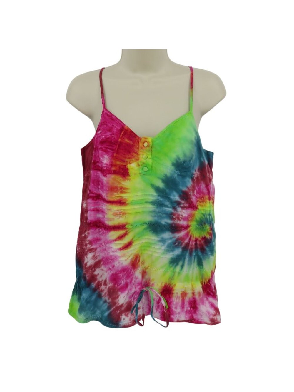 Mossimo Supply Co Women Small Tie Dye Spaghetti Strap Tank Top Button Pleated